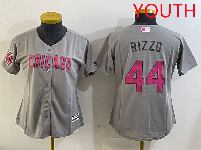 Youth Chicago Cubs #44 Rizzo Grey Fashion Game 2025 Nike MLB Jersey style 1->youth mlb jersey->Youth Jersey